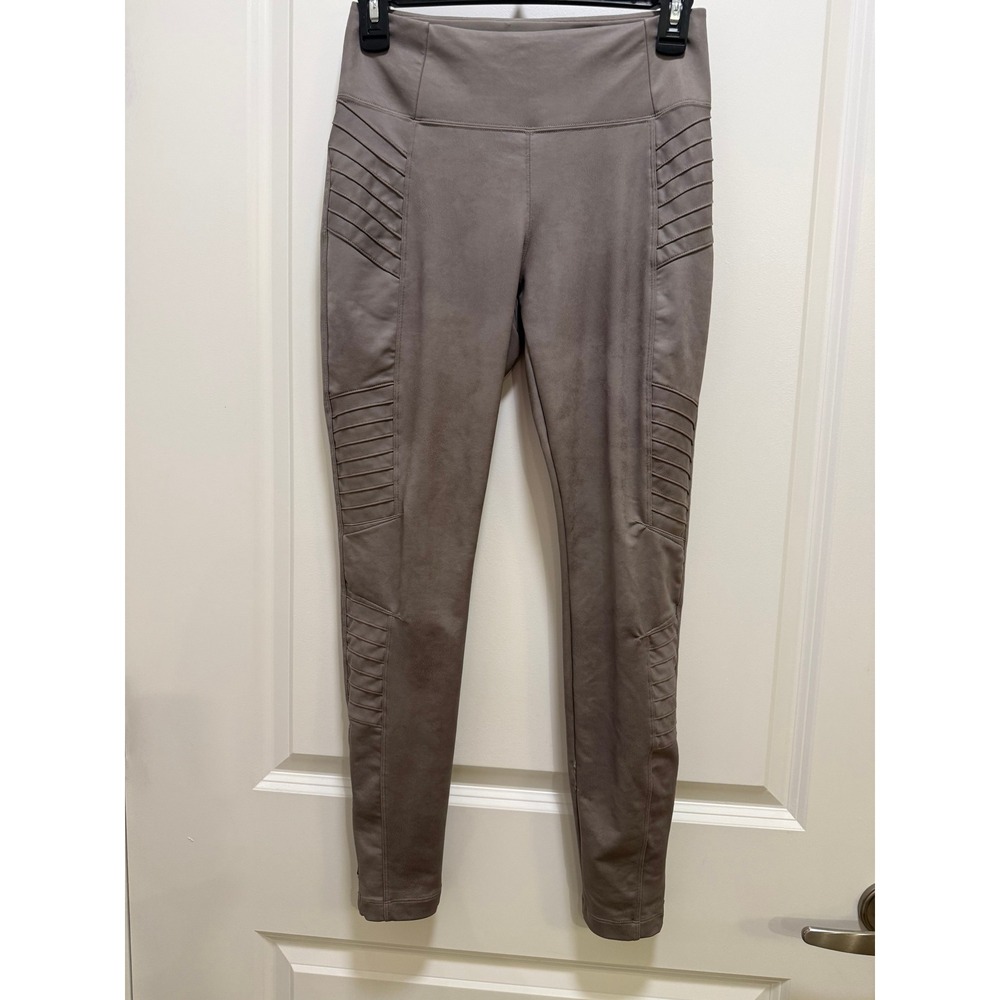 Athleta Delancey Gleam Moto Tight Leggings Taupe Gray High Rise Small P S
